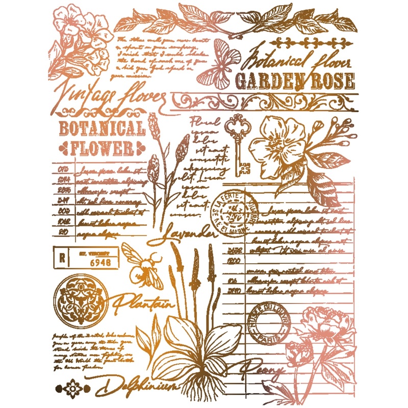 Vintage Flora – 5×6 Rubber Cling Background Stamp