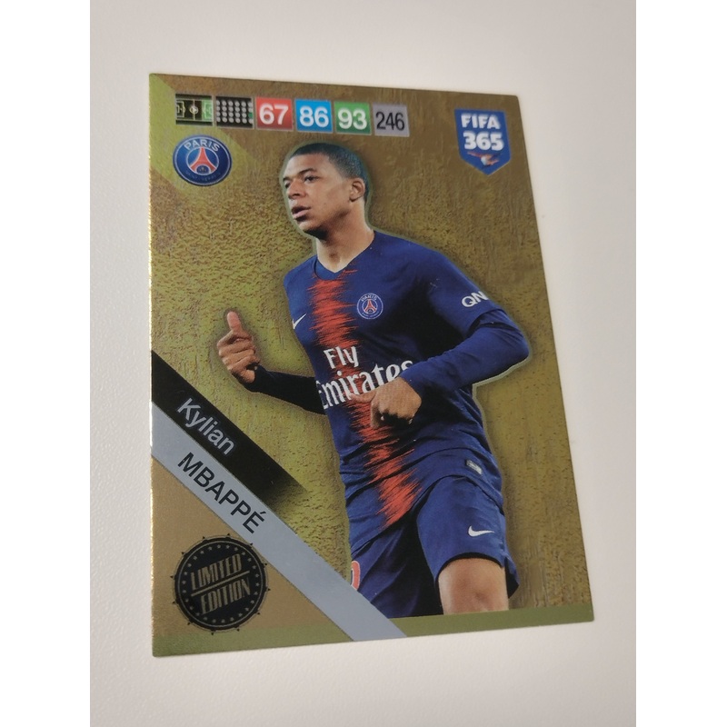 2019 Panini Adrenalyn FIFA 365 Kylian Mbappe Limited Edition Trading Card