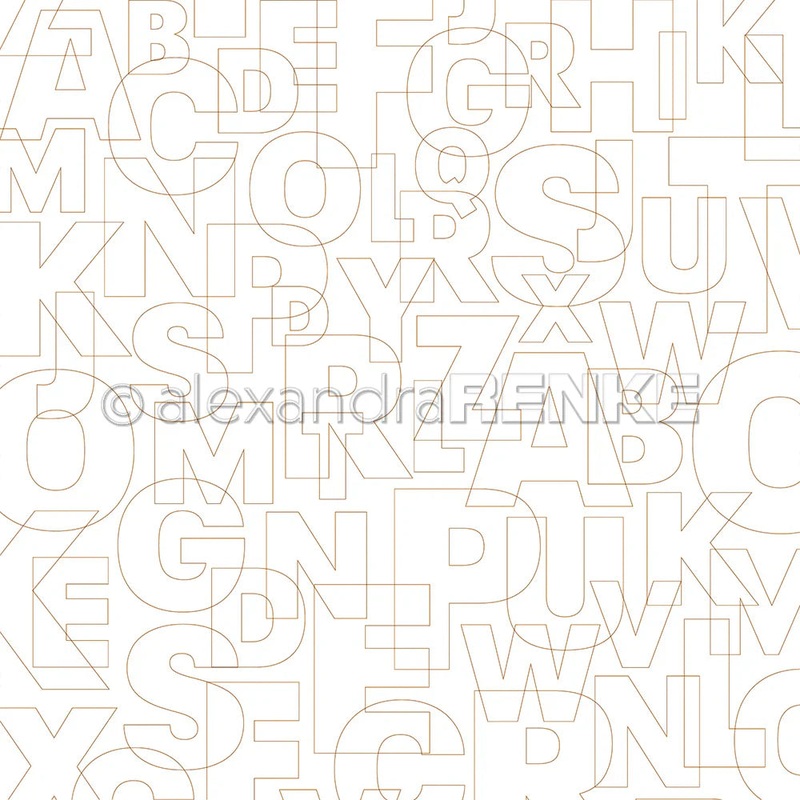 Alexandra Renke 12×12 Design Paper Interlaced Alphabet Gold Outline 200g – 1 pc