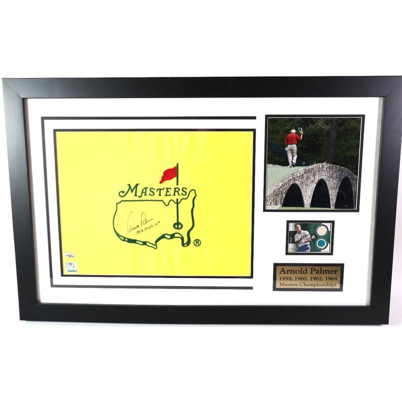 Arnold Palmer Autographed Masters Flag With 4 Inscriptions Framed Fanatics COA