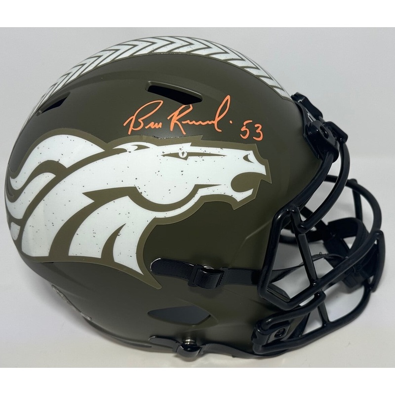 Broncos BILL ROMANOWSKI Signed Full Size SALUTE Replica Speed Helmet AUTO – JSA