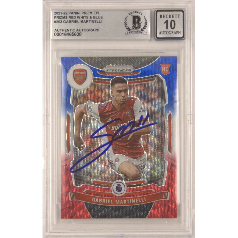 Gabriel Martinelli Signed 2021-22 Panini Prizm EPL Rookie – BGS 10 Autograph