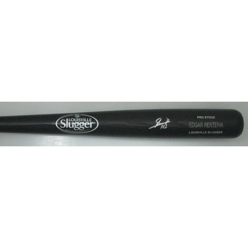 Martlins EDGAR RENTERIA Signed Louisville Slugger Engraved Black Bat Giants AUTO
