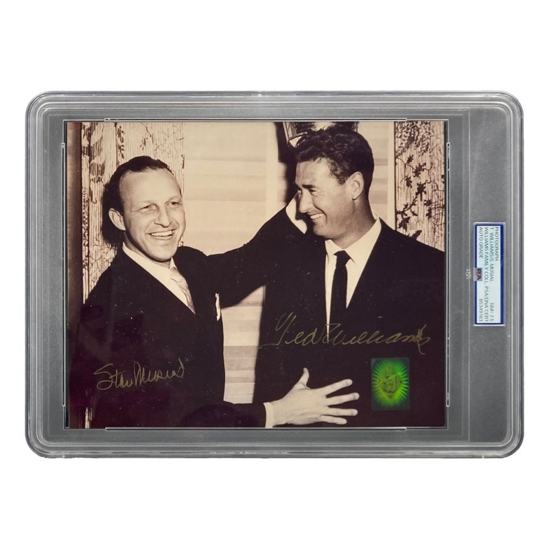 Ted Williams Stan Musial Signed Slabbed 8×10 Photo PSA NM-MT 7.5