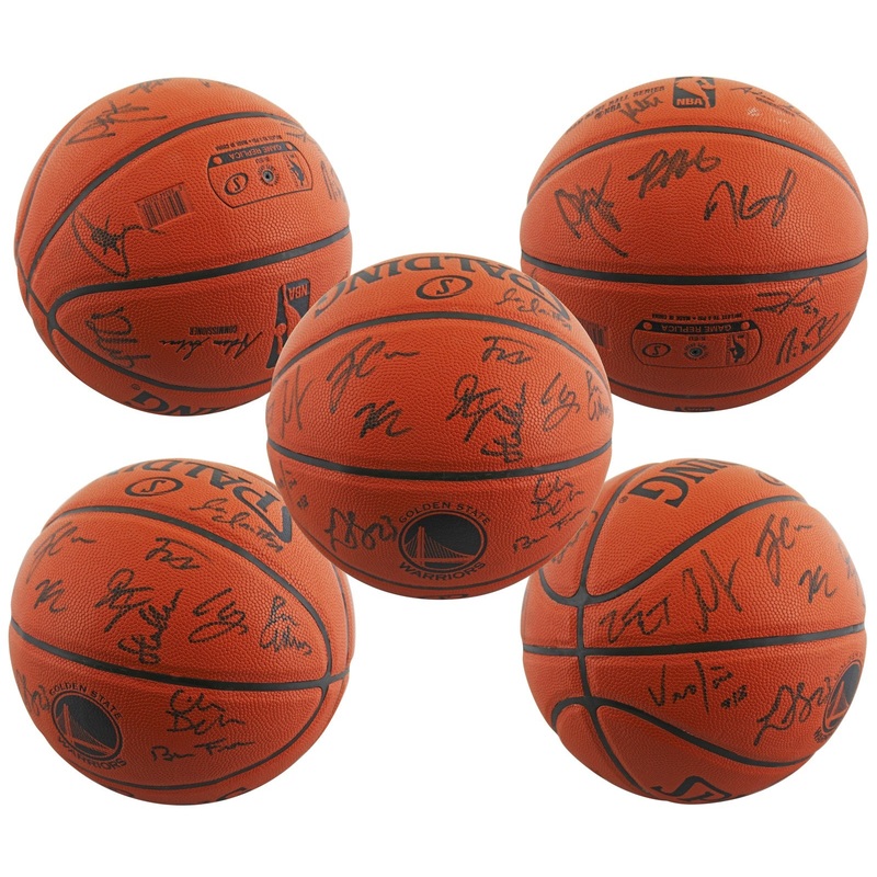 2016-17 Warriors (22) Curry, Green, Durant, Kerr Signed Basketball BAS #AE12366