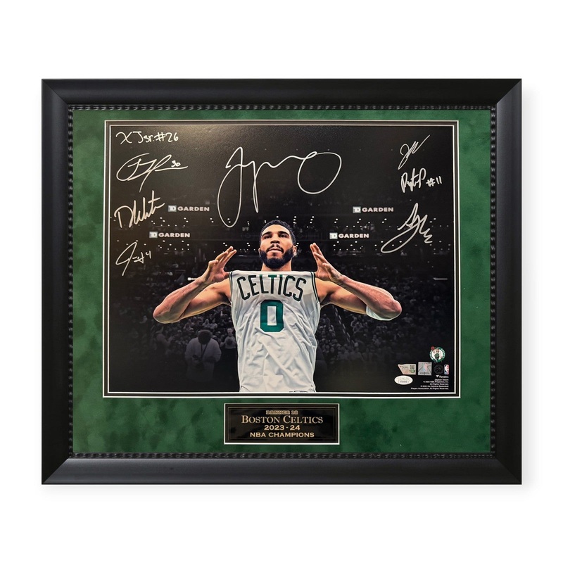2023-24 Boston Celtics NBA Champion Team Autographed 16×20 Photo Framed to 23×27