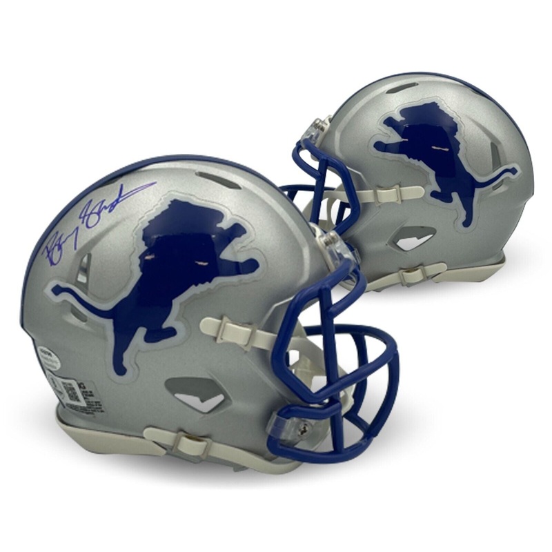 Barry Sanders Autographed Detroit Lions Signed Football Mini Helmet Beckett COA