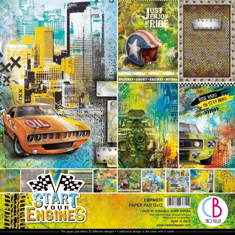 Ciao Bella START YOUR ENGINES – Double-Sided Paper Pack 90lb 12X12 12/Pkg