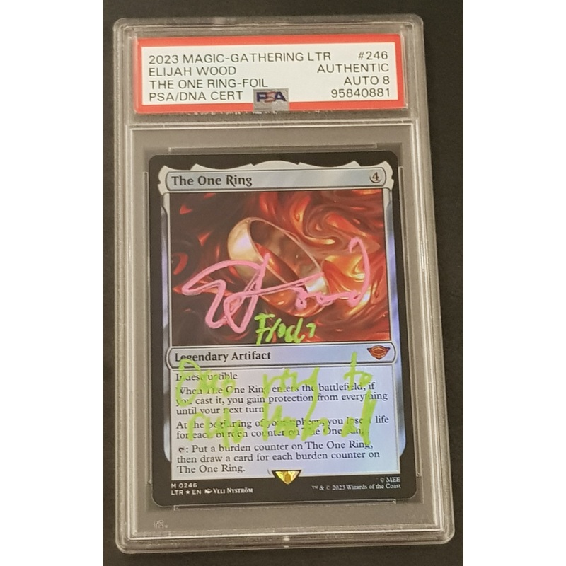 Magic the Gathering Lord of the Rings The One Ring LTR #246 Foil PSA/DNA AUTO 8 Trading Card (Signed by Elijah Wood)