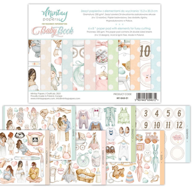 Mintay Papers 6 X 8 BABY BOOK – ELEMENTS FOR PRECISE CUTTING