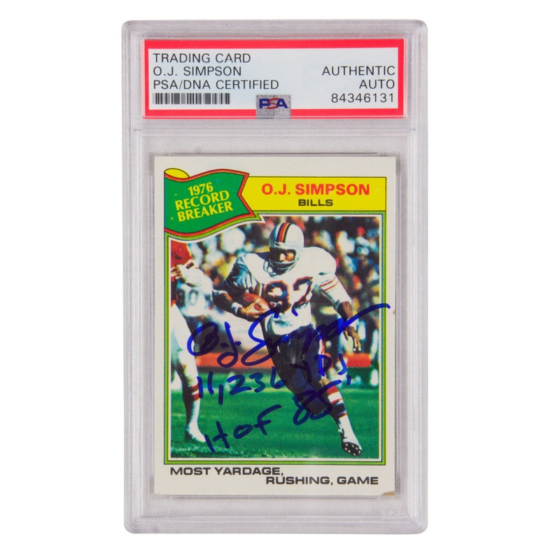 OJ Simpson Signed 1977 Topps Inscribed 11,236 YDS, HOF 85 – PSA Authentic