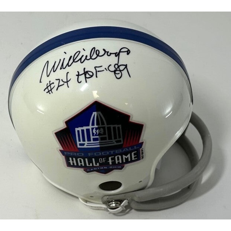 Packers Hall of Famer WILLIE WOOD Signed HOF LOGO Mini Helmet AUTO w/ HOF – JSA