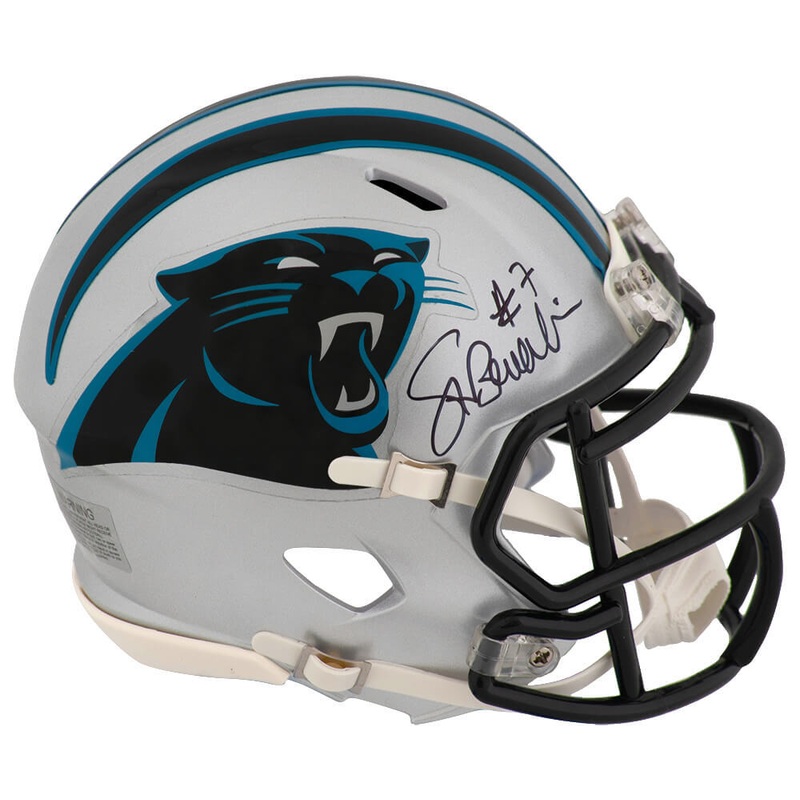 Steve Beuerlein Signed Panthers Riddell Speed Mini Helmet – (SCHWARTZ COA)