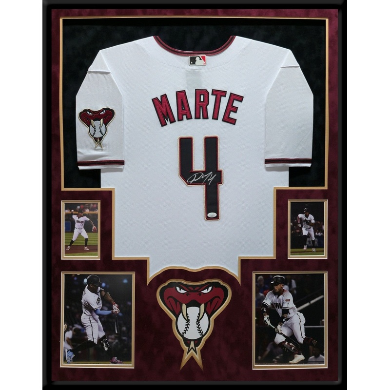 SUEDE FRAMED ARIZONA DIAMONDBACKS KETEL MARTE AUTOGRAPHED SIGNED JERSEY JSA COA