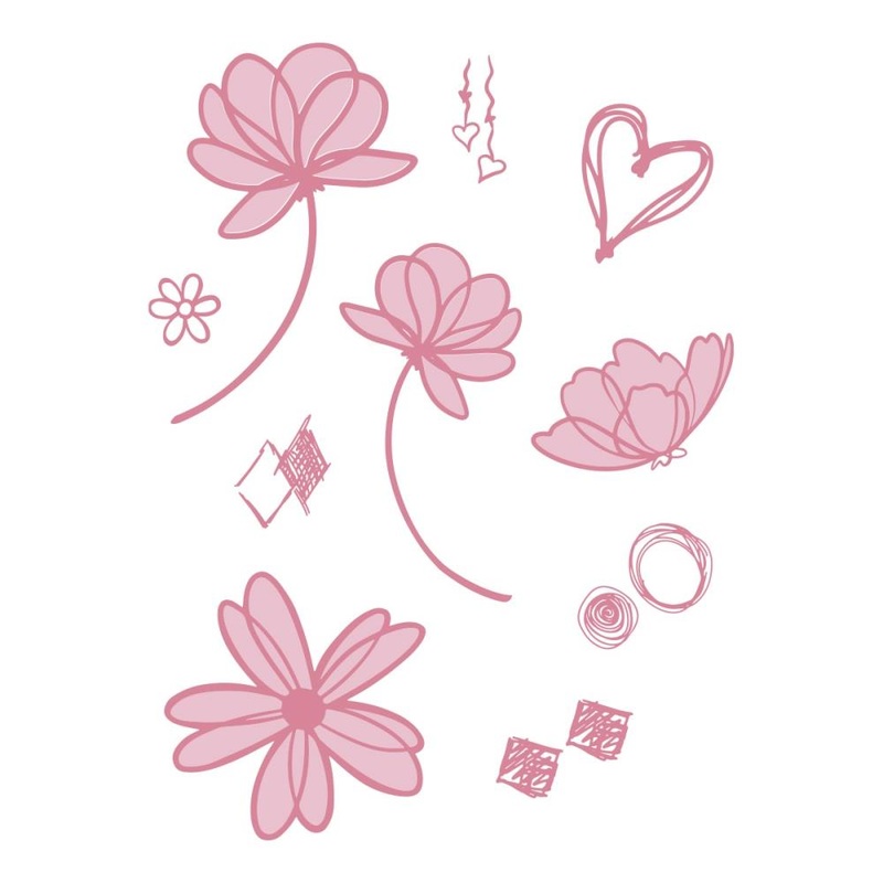 You Go Girl Stamp Set 14/Pkg Layered Florals, 3.9X4.7