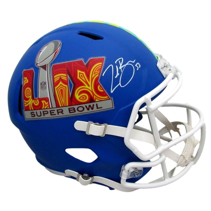 Zack Baun Signed Blue Full Size Replica SB LIX Helmet Eagles Beckett 198923