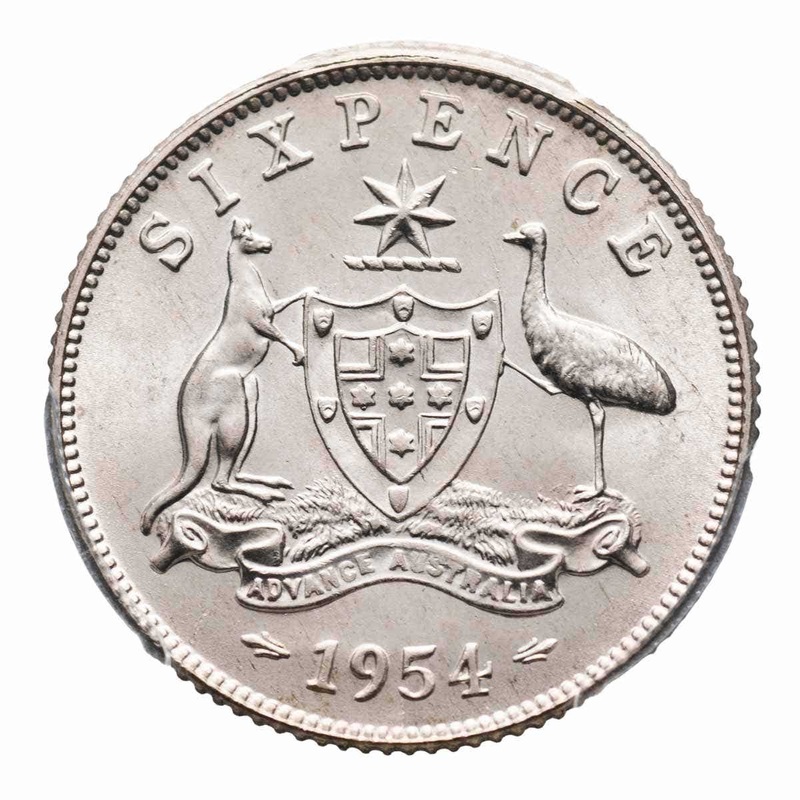 1954 Sixpence PCGS MS65 (Gem Uncirculated)