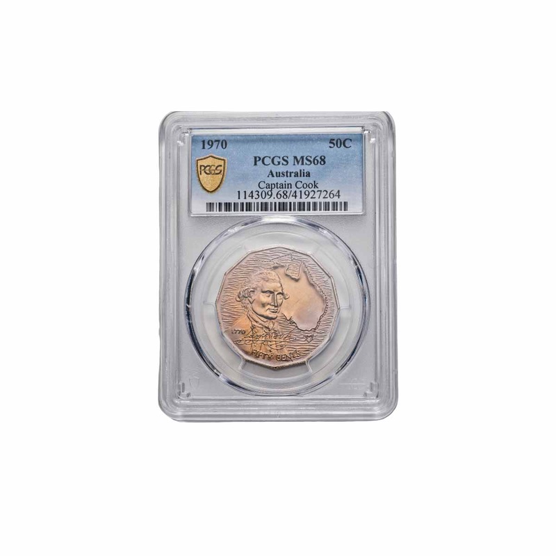 1970 50c Captain Cook PCGS MS68 (Gem Uncirculated)