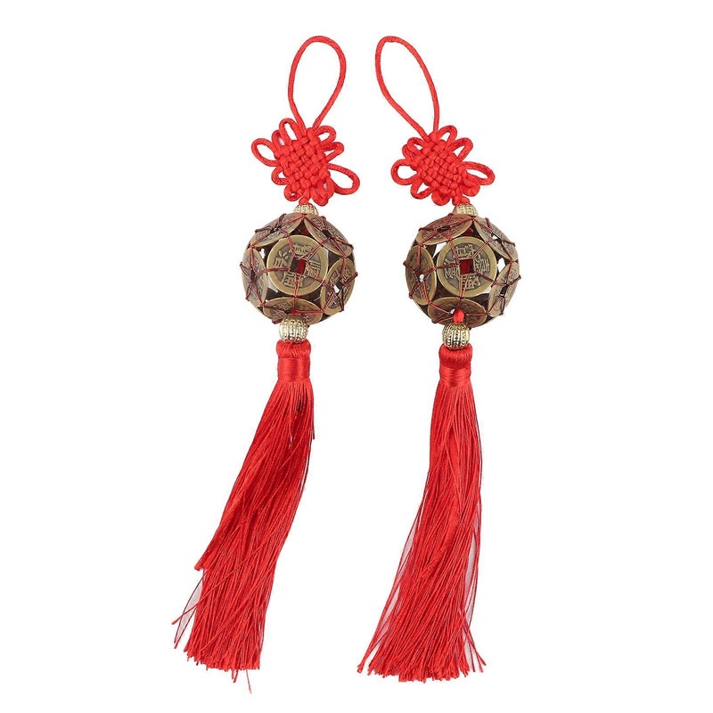 2Pcs Chinese Fortune Coins and Knot Pendant Ancient Coins Ornament Hanging for Car/Bag YEMAA
