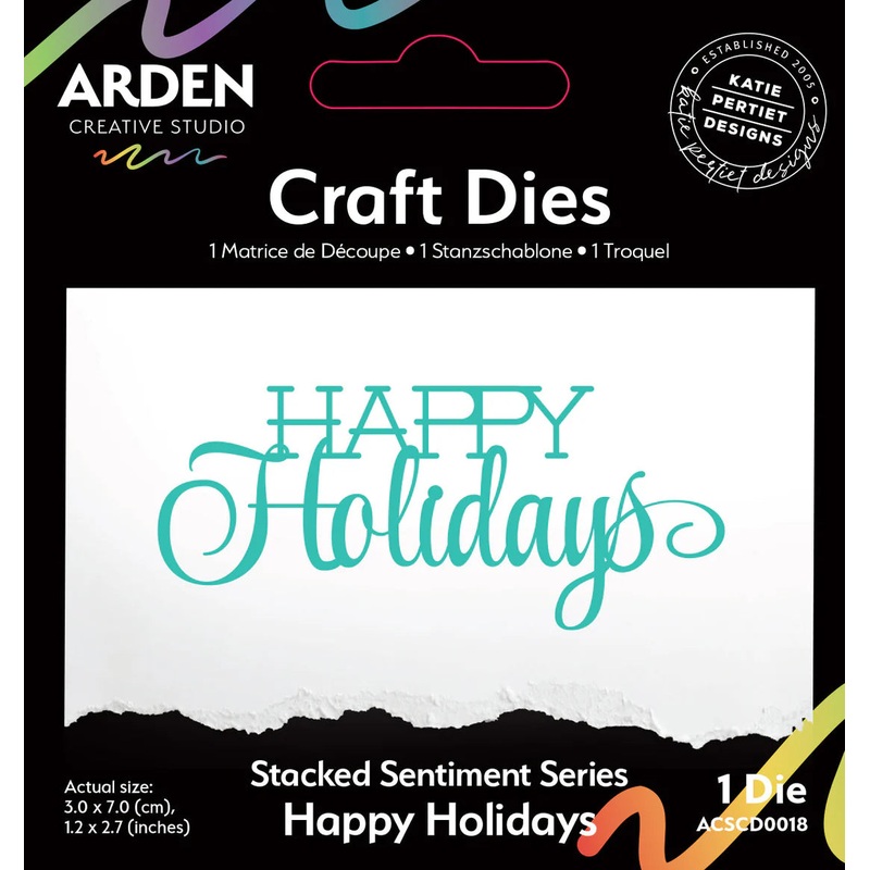 Arden Creative Studio Sentiment Series Stacked Happy Holidays Craft Die