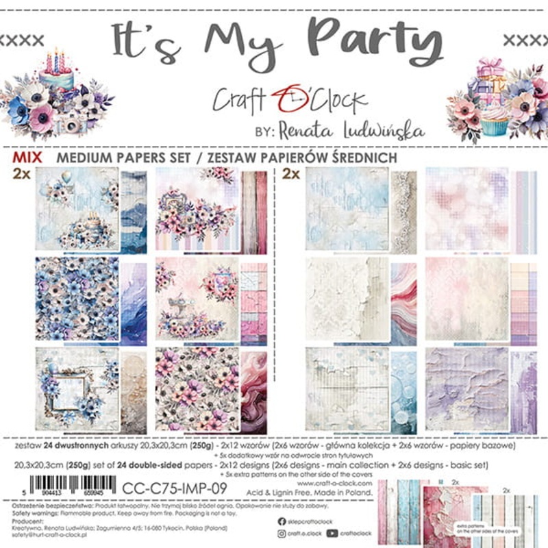 Craft O’Clock – IT’S MY PARTY 8X8 Mix Paper Pad, It’s My Party