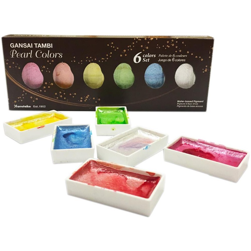 Kuretake Gansai Tambi 6 Color Set Pearl Colors