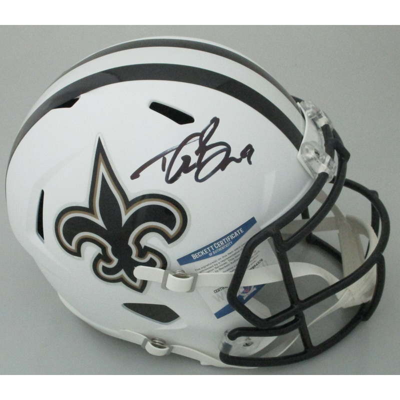 Saints DREW BREES Signed Full Size WHITE Replica Speed Helmet AUTO – Beckett