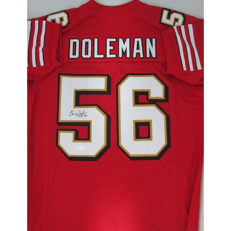 SF 49ers CHRIS DOLEMAN Signed Custom Red Jersey AUTO w/ HOF ’12 – JSA
