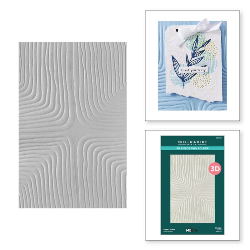 Spellbinders – Lined Corners 3D Embossing Folder from the Modern Botanicals Collection by Dina Wakley