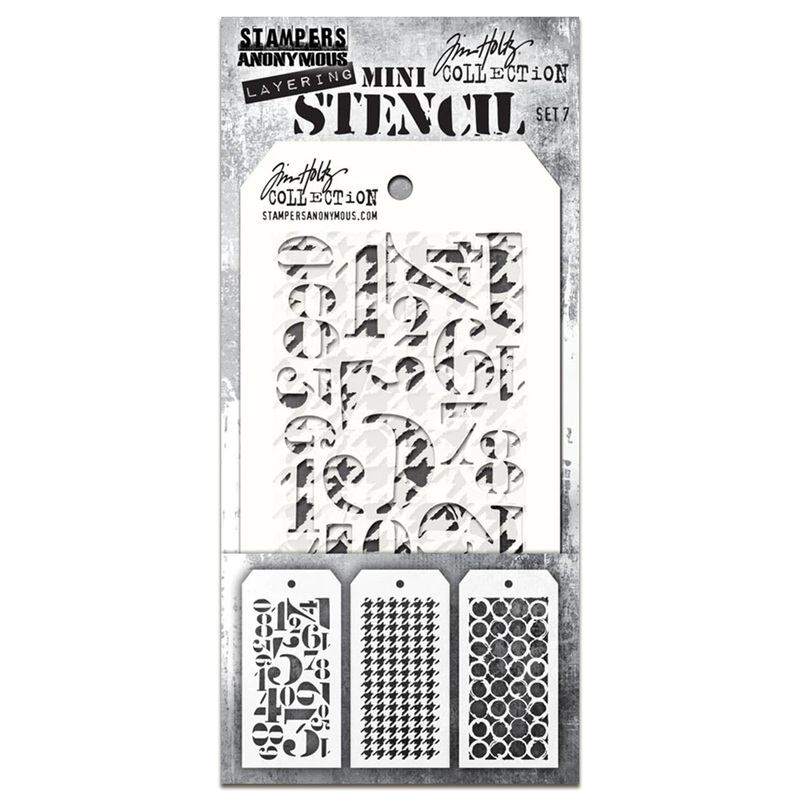 Stampers Anonymous Set #7 Tim Holtz Layering Mini Stencil (3pcs)