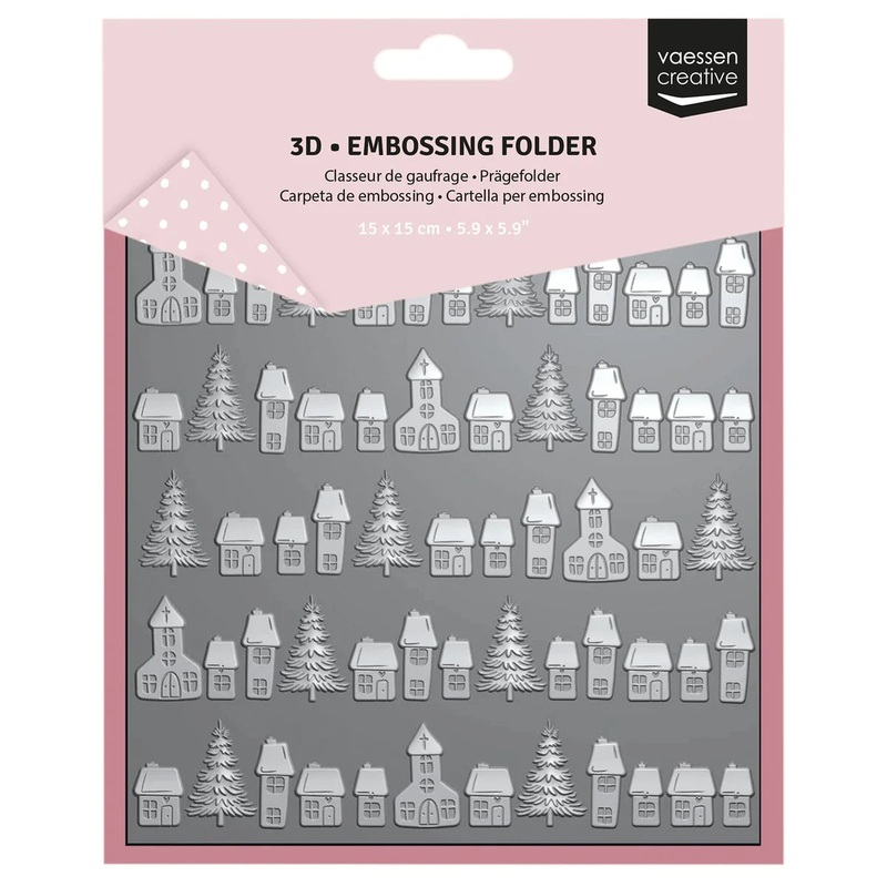 Vaessen Creative  3D Embossing Folder Christmas Village 15x15cm
