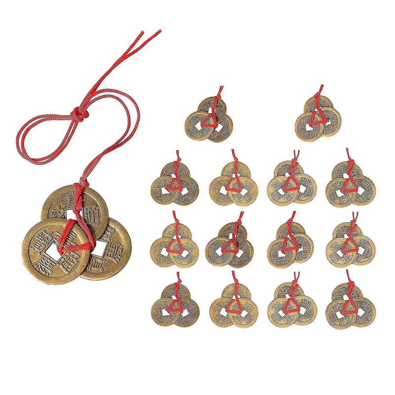10 Chinese Fortune Coins Feng Shui Coins Traditional Coins With Red String Good Luck Fortune Coin I-ching Coins For Wealth SXQ