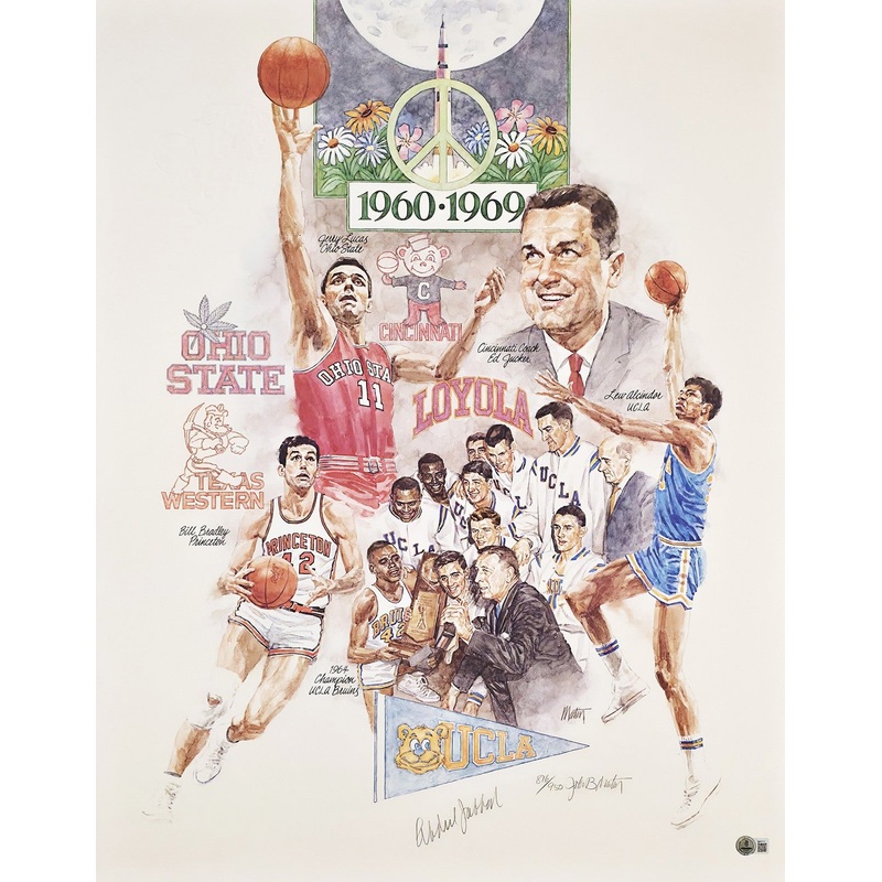 Kareem Abdul Jabbar Autographed 22×28 Lithograph UCLA Final Four 1960-69 Beckett