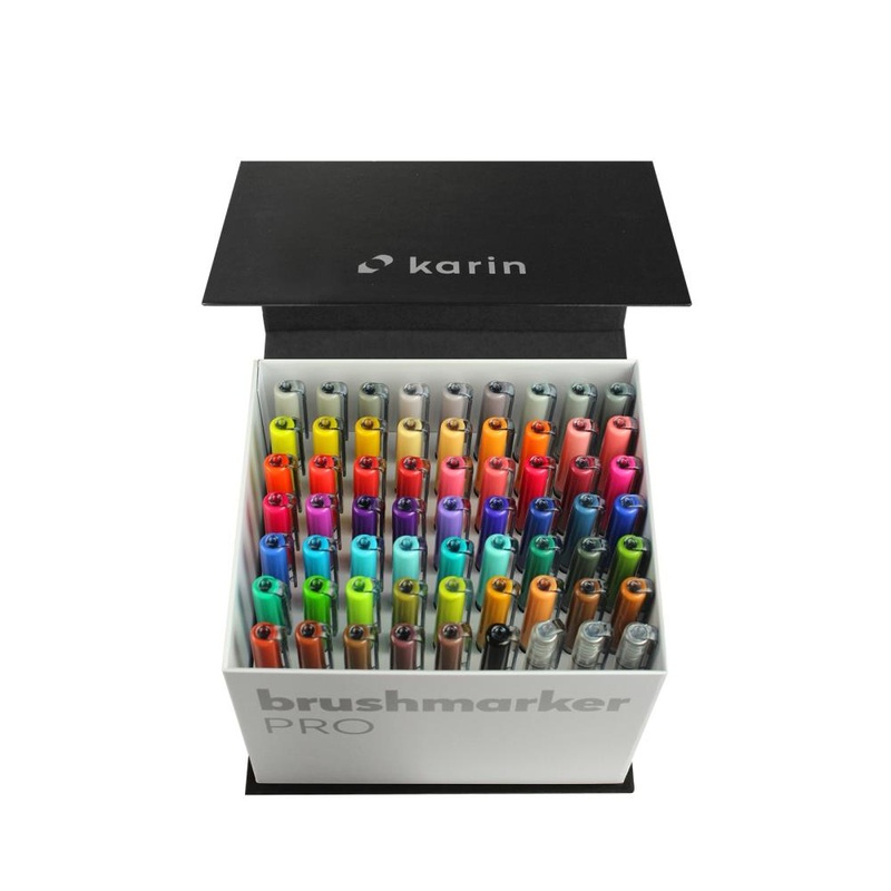 Karin Brushmarker Pro Mega Box 63/Pkg 60 Colors + 3 Blenders