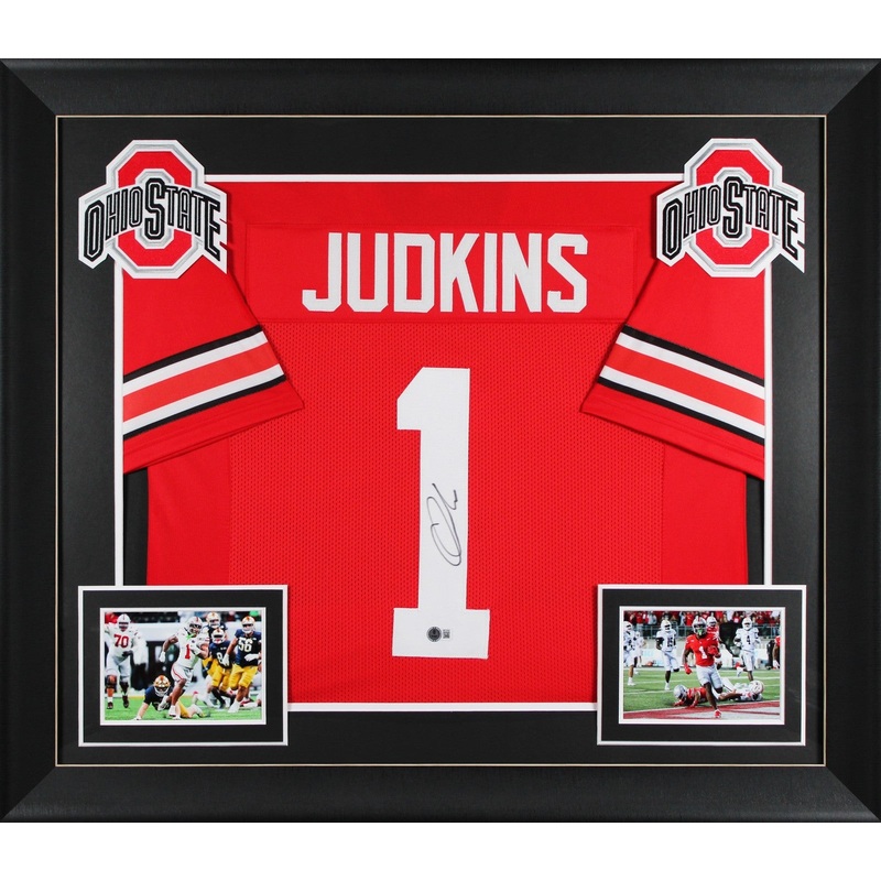 Ohio State Quinshon Judkins Authentic Signed Red Pro Style Framed Jersey BAS Wit