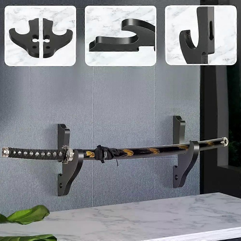 Wall Mount Wooden Sword Stand Holder Sword Hook Hanger Adjustable Display Rack Knife Cosplay Wand Sword for Samurai Katana Tanto