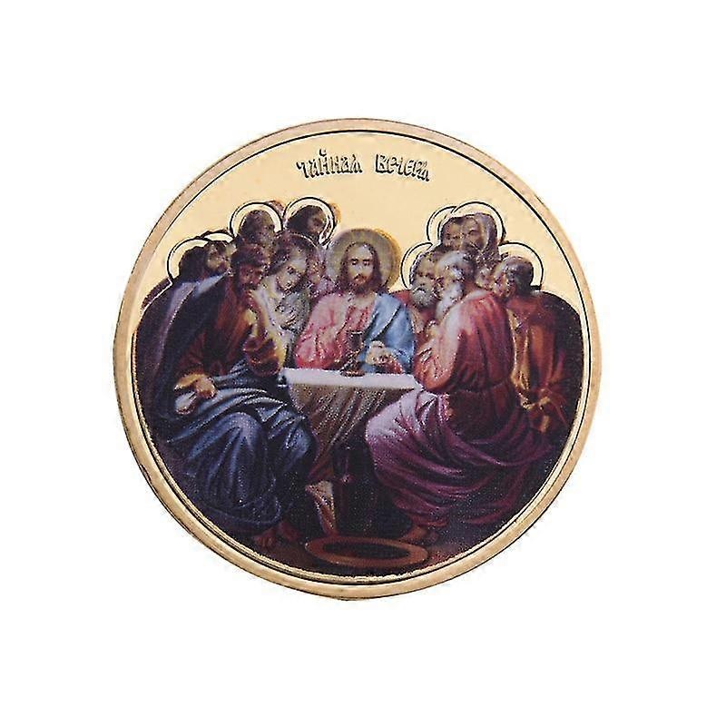 1pc delicate jesus commemorative coin creative christian souvenir coin artistic metal souvenir badge (golden)