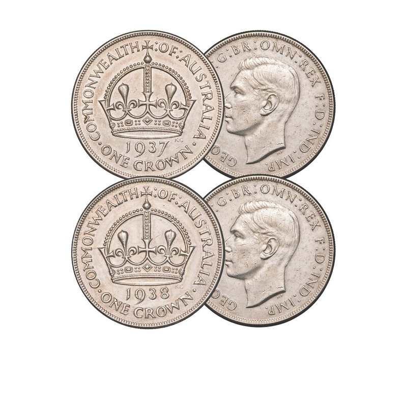 Australia 1937 & 1938 Crown Pair Fine-Very Fine