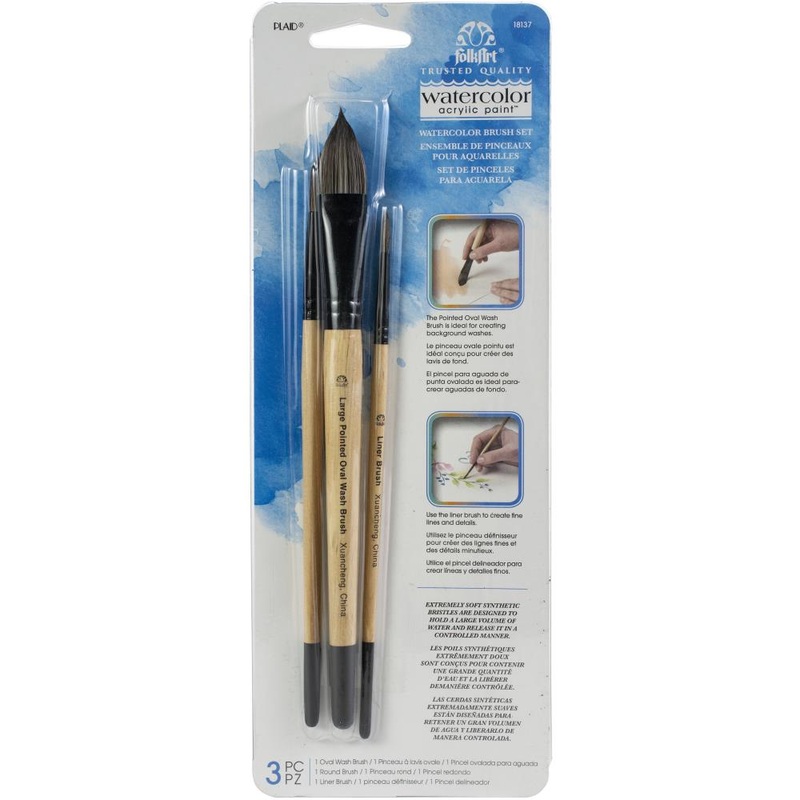 FolkArt Painting Tool Watercolor Brush Set 3/Pkg