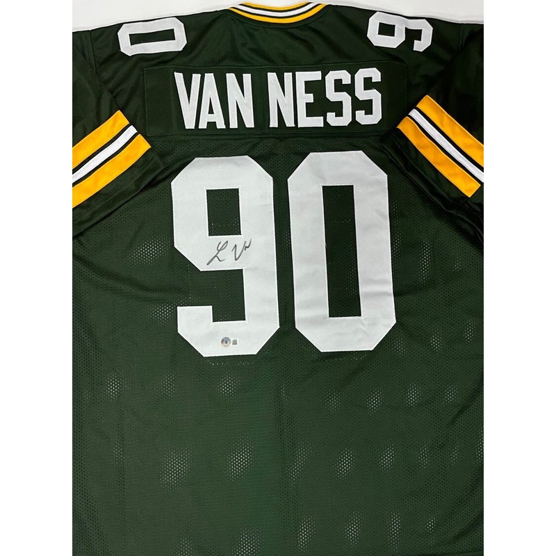 Packers Def Lineman LUKAS VAN NESS Signed Custom Replica Green Jersey AUTO – BAS