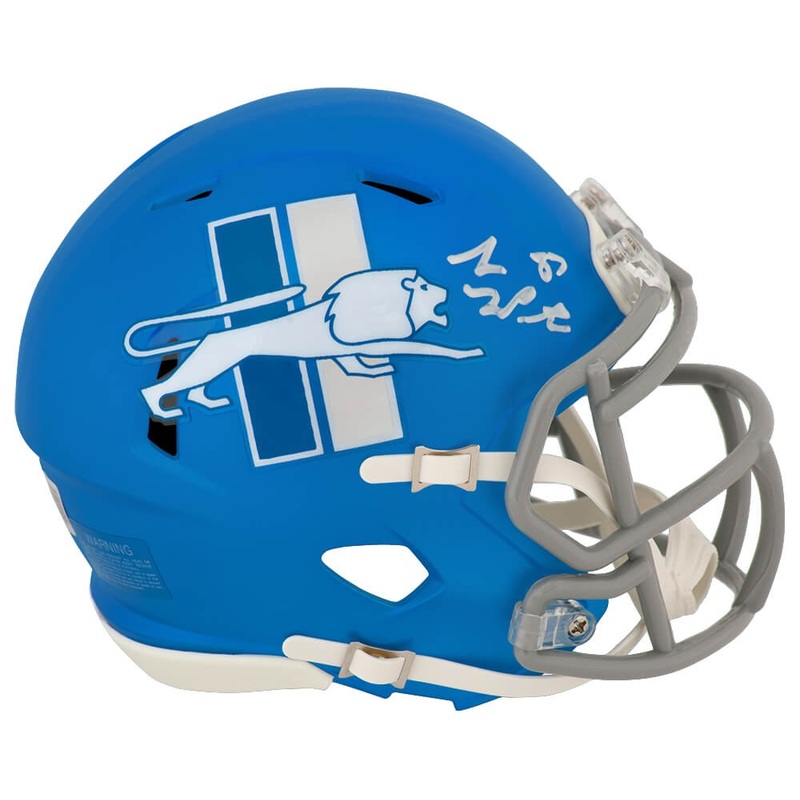 Sam LaPorta Signed Lions 2023 Alt Blue Riddell Speed Mini Helmet -(BECKETT COA)