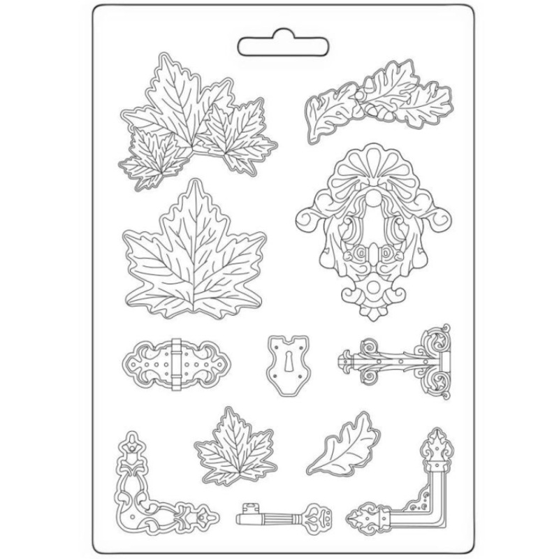 Stamperia Soft Mould A4 – Magic Forest leaves, locks