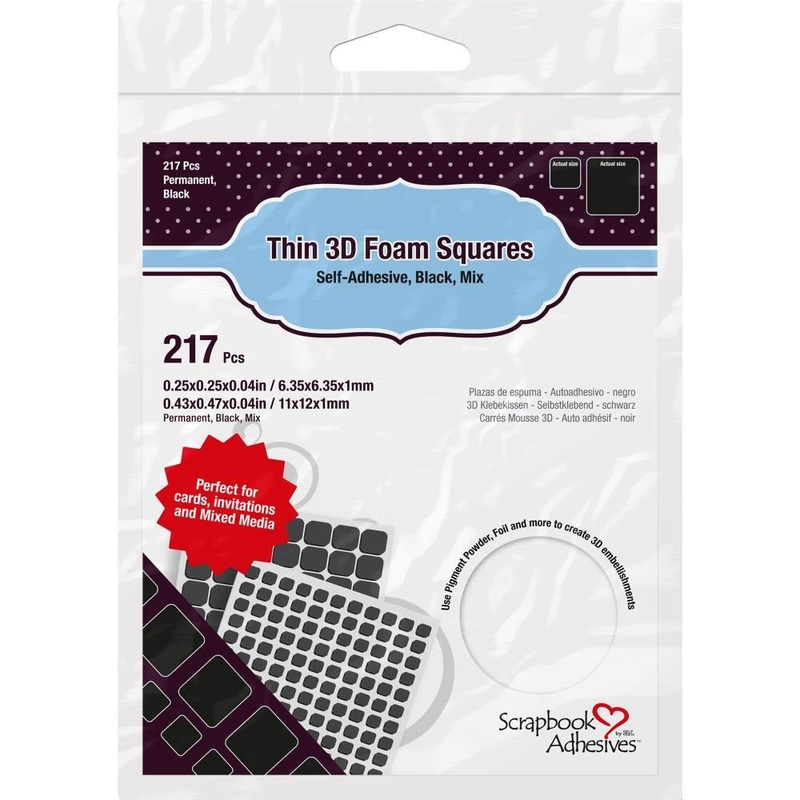 Thin Black 3D Adhesive Foam Squares 217/Pkg