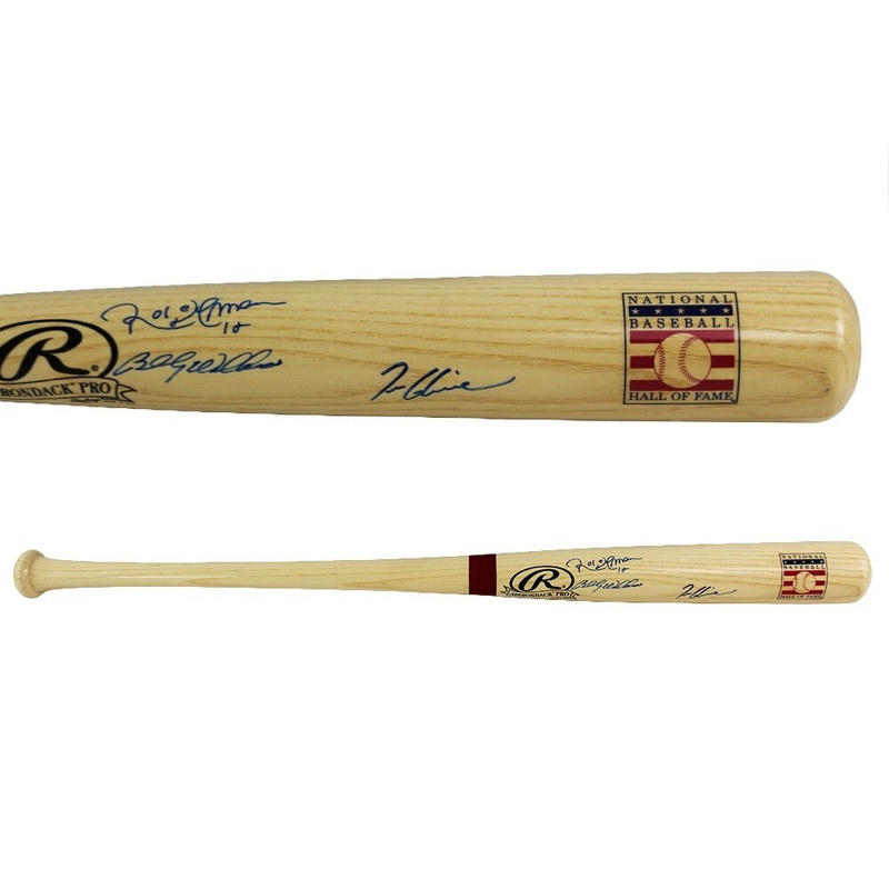 Tom Glavine, Roberto Alomar, and Billy Williams Signed Custom HOF Edition Bat