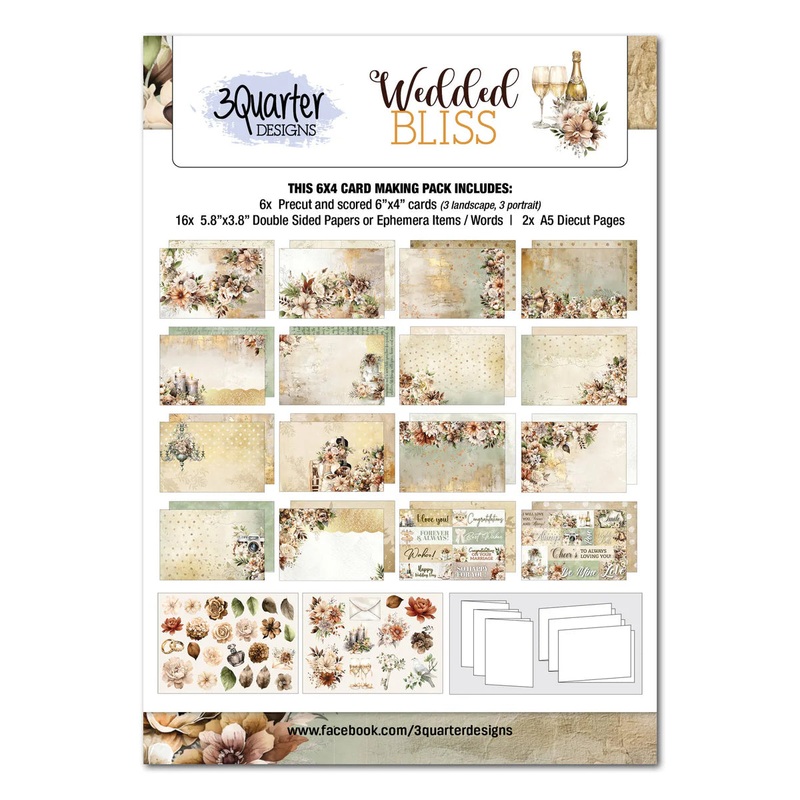 3Quarter Designs  Wedded Bliss 6×4 Card Pack