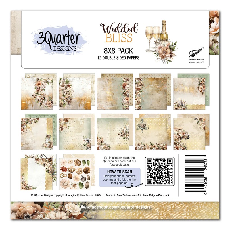 3Quarter Designs  Wedded Bliss 8×8 Paper Pack