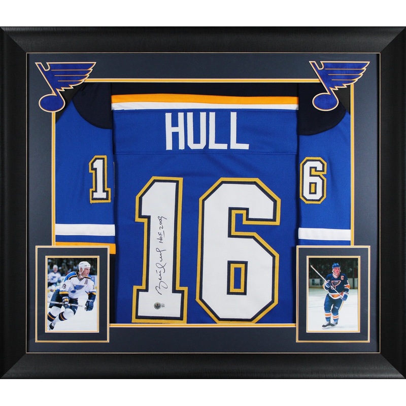 Brett Hull HOF 2009 Authentic Signed Blue Pro Style Framed Jersey BAS