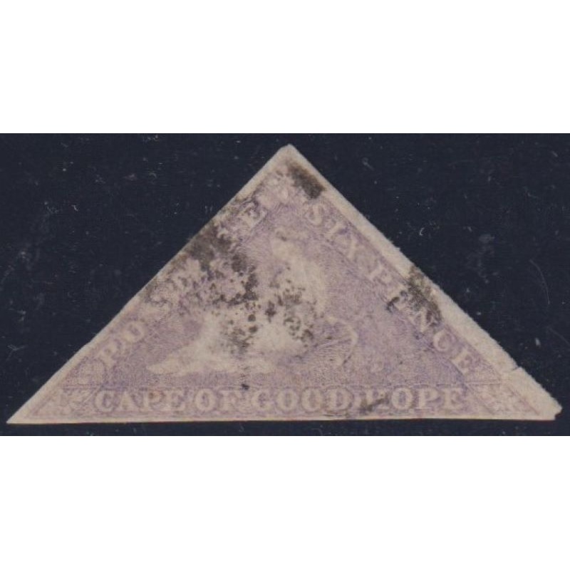 CAPE OF GOOD HOPE 1858 6d PALE ROSE LILAC TRIANGLE FINE USED