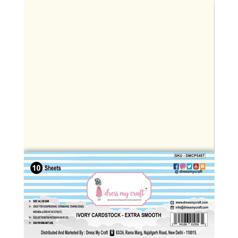 Dress My Craft Extra Smooth Cardstock 8.25X11.75 10/Pkg Ivory