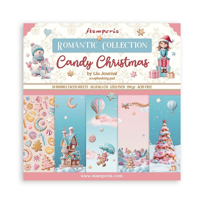 Stamperia Scrapbooking Pad 12×12 10/Pkg Candy Christmas